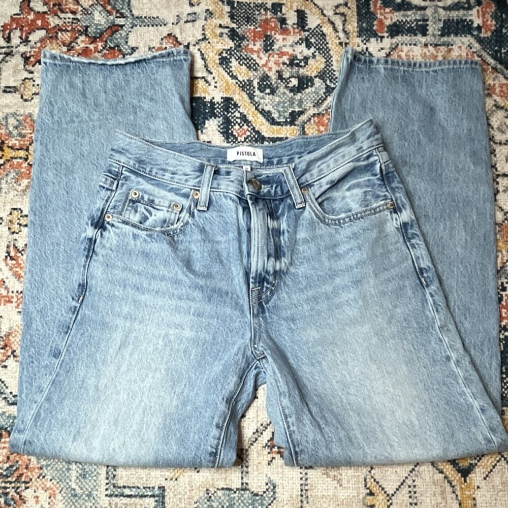 Pistola Cassie Super High Rise Straight Leg Jeans Light Wash Size 25